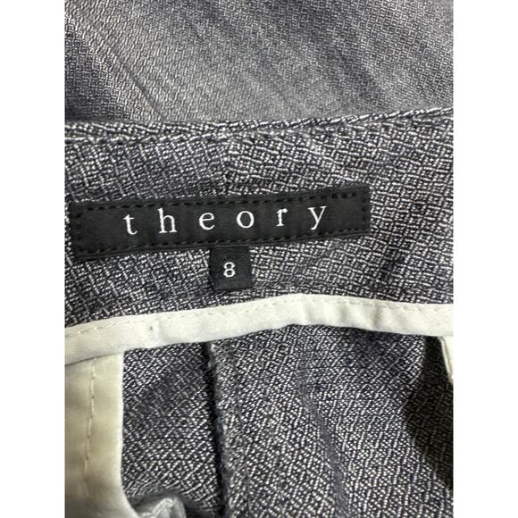 Theory Linen Wide Leg Pants gray Sz 8 High Rise Workwear Office Career Trousers - Picture 3 of 6